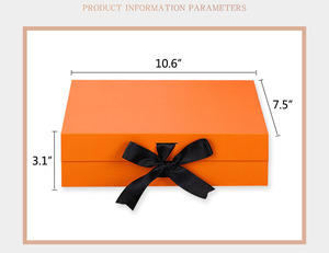 Boîtes cadeaux en gros <span class=keywords><strong>orange</strong></span> et or, petites, avec ruban gros-grain <span class=keywords><strong>fixe</strong></span>, format A4, blanches, pliables, magnétiques, avec ruban - Product Image 4
