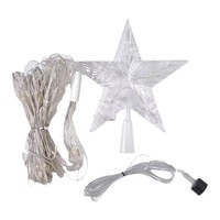 Guirnalda de Luces LED Solares con Forma de Estrella de Cinco Puntas, Decoración Navideña para Exteriores, Luces para la Copa del Árbol con Cable de Cuero