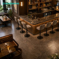 Comptoir de bar pour club, restaurant classique, café - Design élégant avec plateau en marbre noir - Table et chaise de restaurant d'hôtel