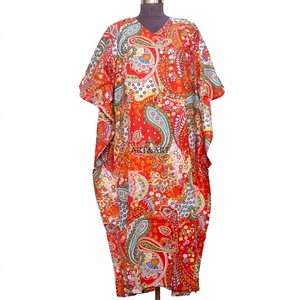 Robe longue maxi en coton pour femme, style kaftan, à imprimé floral, pour la maternité, idéale pour l'été, l'hiver, l'automne et le printemps, en tissu tricoté - Product Image 1