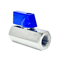 Mini-vanne à boisseau sphérique en acier inoxydable 304, filetage femelle, petite vanne à boisseau sphérique avec poignée bleue pour conduites d'eau, de gaz et d'huile