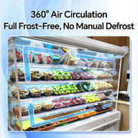Vitrine réfrigérée à rideau d'air monotempérature pour supermarché, pour fruits, légumes, boissons et lait, avec fonction de conservation de la fraîcheur