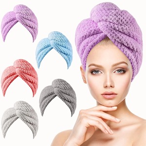 <span class=keywords><strong>Serviette</strong></span> de <span class=keywords><strong>cheveux</strong></span> en <span class=keywords><strong>microfibre</strong></span> pour femmes bouton tissu tricoté rapide à séchage rapide pour usage domestique - Product Image 6