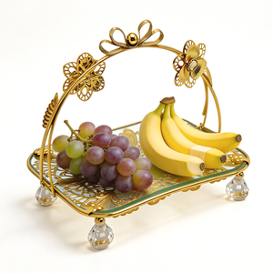 Panier à fruits <span class=keywords><strong>de</strong></span> luxe en métal doré, grand panier <span class=keywords><strong>de</strong></span> rangement en fil métallique pour la présentation <span class=keywords><strong>de</strong></span> fleurs et <span class=keywords><strong>de</strong></span> fruits - Product Image 1