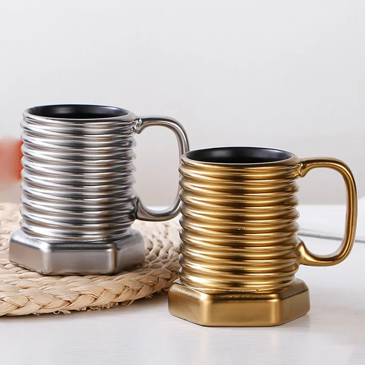 Schroefvorm Keramiek Melkmokken Groothandel Water Cup Creatieve Mode Drinkwaren Keramische Koffiemok