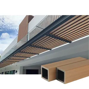 批发耐用WPC方管，用于墙壁覆盖建筑隔断装饰垂直室外木管