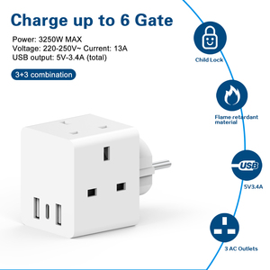 Ukca bs8546 tiêu chuẩn 3 cách 2 Pin Power Adapter plug-anh để EU Cube điện đa tường cắm mở rộng 3 Anh AC ổ cắm - Product Image 4
