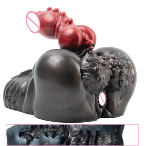 Masajeador de Pene Masculino con Diseño de Doble Estimulación, con un Masturbador de Silicona Inspirado en un Lobo Salvaje con Tapón Anal Integrado - Product Image 1