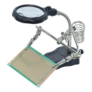 용접 돋보기 LED 빛 3.5X-12X 렌즈 보조 클립 루페 데스크탑 돋보기 세 번째 손 납땜 수리 도구 - Product Image 5