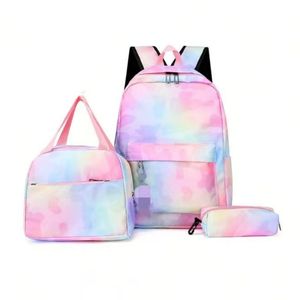 กระเป๋าเป้นักเรียนกันน้ำความจุขนาดใหญ่พิมพ์ลายสีย้อมสามชิ้นใหม่ - Product Image 3