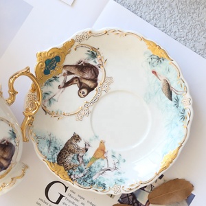 Ensemble de tasses et soucoupes à thé en porcelaine, style nordique, animaux de la jungle, pour salon, très vendu - Product Image 6