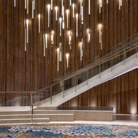 Projet de hall d'hôtel personnalisé Tube de verre tombant Grande suspension Lustre d'art en verre moderne de luxe suspendu