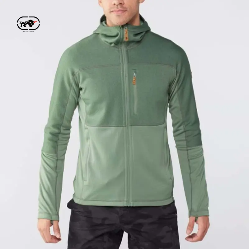 OEM individuelles Design einfarbige Sherpa-Wolljacke mit Kapuze Fleece Reißverschlussjacke für Herren