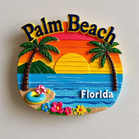 Autocollant magnétique pour réfrigérateur en résine de Floride avec motif et logo personnalisés, design de vacances à la plage