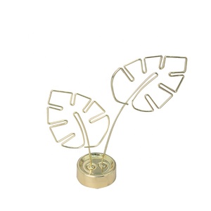 Supporto per Memo in Metallo Dorato, Porta Note a Forma di Foglia, <span class=keywords><strong>Clip</strong></span> Decorativa per Foto e Biglietti da Tavolo per Matrimoni e Ufficio - Product Image 2