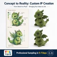 Peluche Dragon Vert Ailé, Dinosaure en Peluche, Conception Personnalisée sur Échantillon, OEM ODM, Vente en Gros, Usine