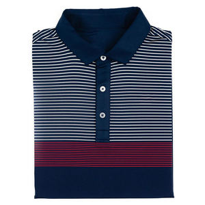 เสื้อโปโลผู้ชายคุณภาพสูง แขนสั้น สำหรับฤดูร้อน แห้งเร็ว ลายทางแนวนอน สำหรับกอล์ฟ  รับปักโลโก้ตามแบบ - Product Image 2