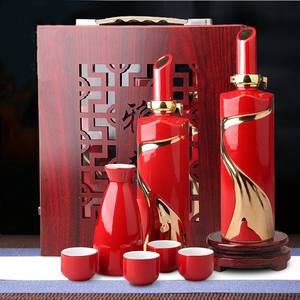 Bouteille à vin en céramique 500 ml, bouteille vide plaquée or, décoration créative colorée, petite bouteille scellée, ensemble de vin - Product Image 4