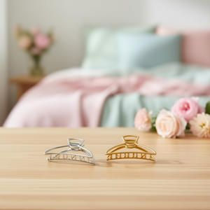 Pince à cheveux de type D 7,5 cm, pince à griffes en métal tendance pour femmes, accessoires pour cheveux - Product Image 3