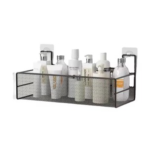 Estante de baño montado en la pared, estante para champú y ducha sin perforaciones, estante de almacenamiento para accesorios de baño, cesta de almacenamiento para condimentos de cocina - Product Image 4