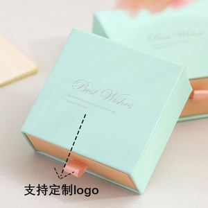 Caja de Regalo para Joyería, de Cartón/Papel Azul y Rosa, con Acabado Bronceado, para Collares, Pendientes y Anillos, Venta al Por Mayor del Fabricante - Product Image 3