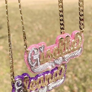 Vòng Cổ Hai Tên Mạ Hai Tên Tùy Chỉnh Bằng Kim Loại 18K Màu Vàng Bạc Kim Loại Bán Chạy Nhất 2023 Khuyên Tai Vòng Tay Cá Nhân Hóa - Product Image 2