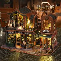 Kit de Bricolaje para Casa de Muñecas en Miniatura con Luz LED, Estilo Librería Mágica, Venta al por Mayor