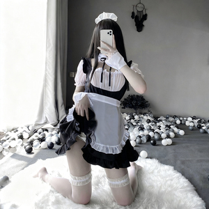 فستان قوطي بخصر مرتفع مع طباعة عتيقة ودانتيل على شكل ملاك وفيونكة، زي خادمة فرنسية حلو للفتيات، مصنوع من البوليستر للجنسين، مناسب للتلفزيون والأفلام - Product Image 4