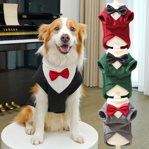 Self-Owned Dog Vest With <b>Bow</b> Tie Winter Pet Clothes For <b>Large</b> Dogs Solid Color Popular Style Apparel Pet Supplies - Product Image 2