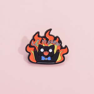 Kawaii Let It Burn <span class=keywords><strong>Cat</strong></span> esmalte pines Angry Fire <span class=keywords><strong>Cat</strong></span> broche solapa insignia Halloween regalo joyería al por mayor - Product Image 5