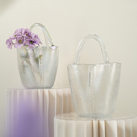 Vase à fleurs en verre cristal transparent, style artistique moderne, forme sac à main, élégant, pour salon, salle à manger, décoration intérieure - Vente chaude