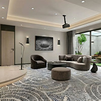 Tapis mural commercial en polyester fabriqué sur mesure, résistant au feu, jacquard de luxe, motif floral pour hôtels et maisons