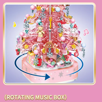 Arbre de noël en cristal rose, boîte à musique, blocs de construction, jouets pour enfants, cadeaux de noël