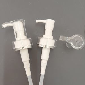 Pompa dosatrice trasparente con anello argentato e tappo a vite da 32mm/33mm 4cc, anti-goccia, per lozioni corpo e creme mani - Product Image 5