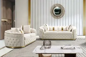 Lüks chesterfield kesit 1 2 3 koltuklu kadife kumaş kanepe kanepe seti mobilya ev villa oturma odası için