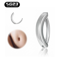 Kaishee Piercing de nombril barbell en titane F136 PVD 14K, motif arc inversé, avec pierre CZ, bijou corporel
