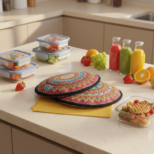 Bolsa Redonda para <span class=keywords><strong>Pizza</strong></span> Reutilizable - Bolsa Térmica Plegable para Entrega de <span class=keywords><strong>Pizza</strong></span> y Picnic, Diseño Boho Mandala de Doble Cara - Product Image 5