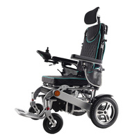 Fauteuil roulant électrique pliable et inclinable tout-terrain en aluminium, léger, à forte capacité d'escalade, avec télécommande