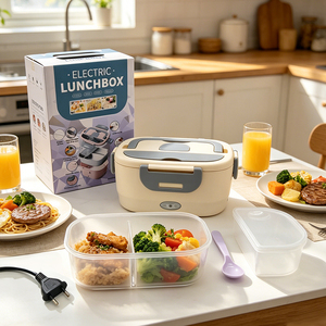 Boîte à lunch électrique sans fil auto-chauffante avec chauffe-plat de 1,5 L en acier inoxydable 304 portable KL03002 - Product Image 1