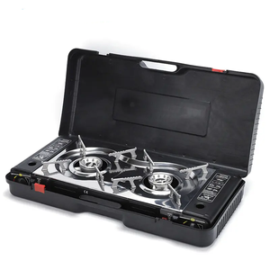 Draagbare campinggasfornuis met 2 branders, windbestendig, voor buiten, barbecue, koken, draagbaar butaangasfornuis met 2 branders - Product Image 1