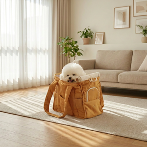 Bolsa de Transporte Ecológica para Mascotas, Color Beige, Moderna, de Tela, para Perros y Gatos, con Cierre de Cremallera, Diseño Informal y Resistente - Product Image 2
