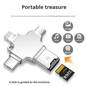 Tương thích Type-C điện thoại <span class=keywords><strong>SD</strong></span> <span class=keywords><strong>Card</strong></span> Reader 4-in-1 External USB <span class=keywords><strong>Adapter</strong></span> cho máy tính xách tay phổ - Product Image 2