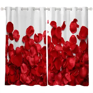 Factory direct sale beautiful rose window curtain custom 3d printed flower blackout curtains for living room