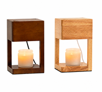 Nordische Wabi-Sabi Holz-Kerzenerwärmer-Lampe Dimmbar mit Timer Massivholz Wachsschmelzlampe für Schlafzimmer Wohnzimmer Heimdekoration