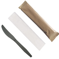 Ensemble de couverts modernes biodégradables en CPLA écologiques avec serviette et sel et poivre pour emballage de boîte à lunch de mariage