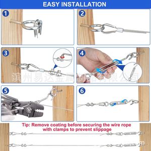 Stainless Steel Cable Tensioner Kit M5 <b>Wire</b> Rope Set For Backyard Fence <b>Trellis</b> Garden Grid Rustproof - Product Image 4