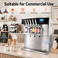 Machine à glace molle commerciale 3+2 saveurs, de comptoir, 5 buses, avec compresseur 2HP, pour café et snack-bar