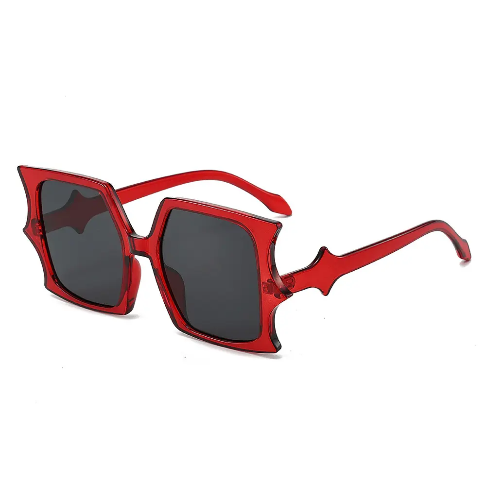 2024 Fun unisexe UV400 carré lunettes de soleil Hip Hop Style trèfle multicolore grand cadre irrégulier blanc PC Punk drôle personnalité
