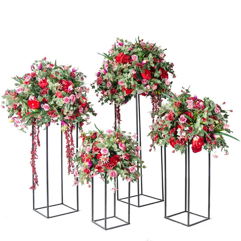 Professionele Fabrikant Rose Bloem Bal Roze Kaarshouder Bloem Bal Stands Rose Half Bloem Bal Bruiloft Centerpieces