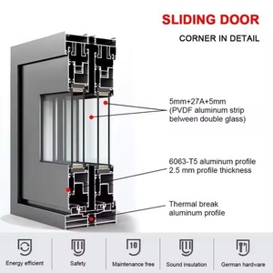 Porte coulissante en aluminium à pont thermique à haute efficacité énergétique, grande ouverture, double vitrage trempé Low-E, pour <span class=keywords><strong>cave</strong></span> à <span class=keywords><strong>vin</strong></span> intérieure de qualité supérieure - Product Image 5